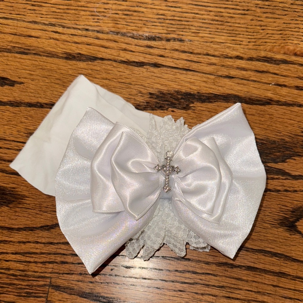 Baby baptism Elegant White Bow Hair Accessory